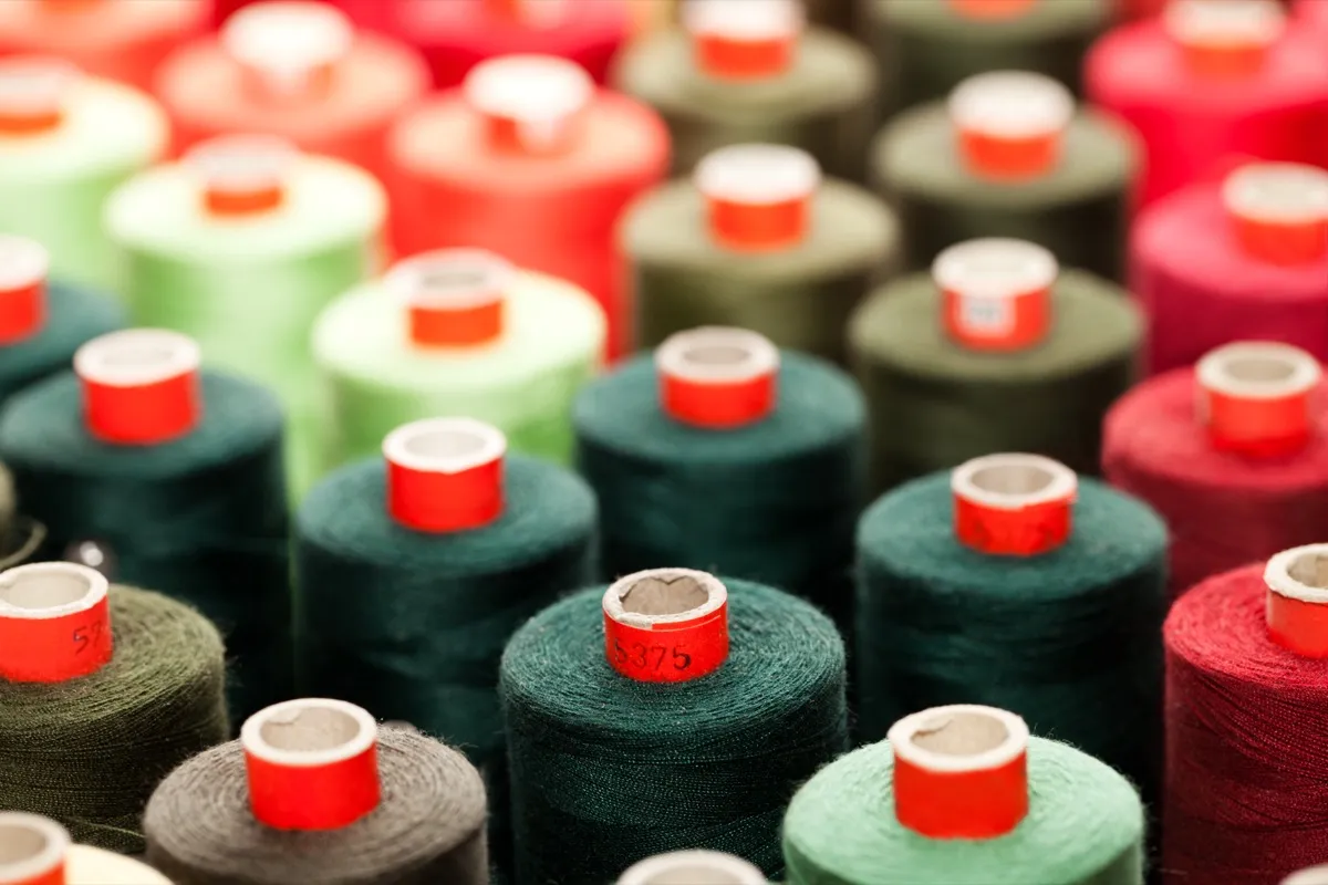 Colorful yarn reels ready for production